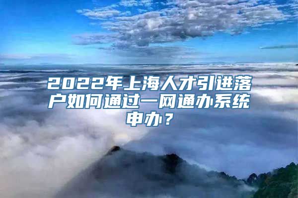 2022年上海人才引进落户如何通过一网通办系统申办？