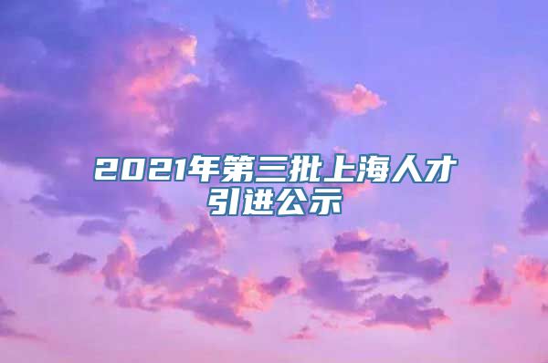 2021年第三批上海人才引进公示