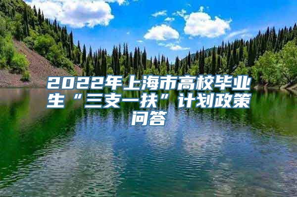 2022年上海市高校毕业生“三支一扶”计划政策问答