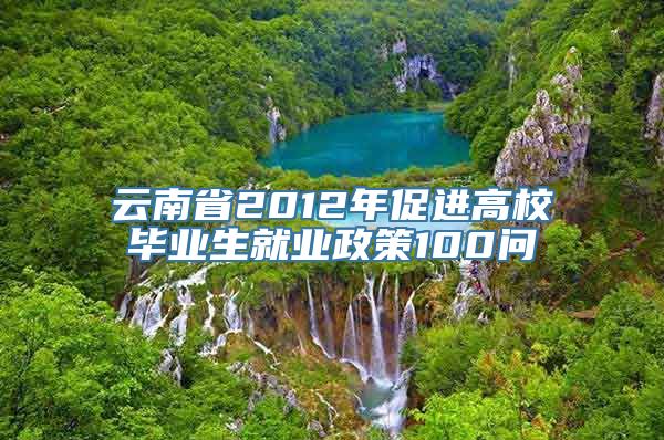 云南省2012年促进高校毕业生就业政策100问