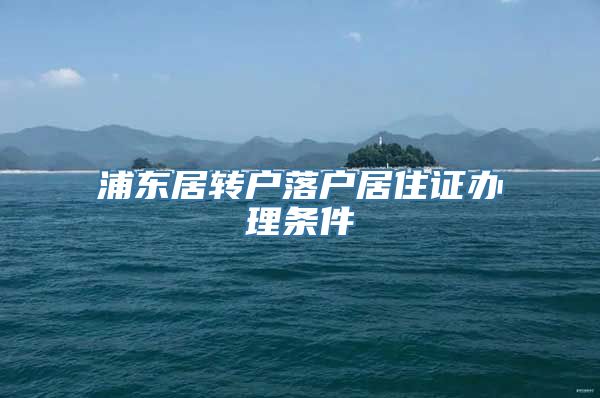 浦东居转户落户居住证办理条件