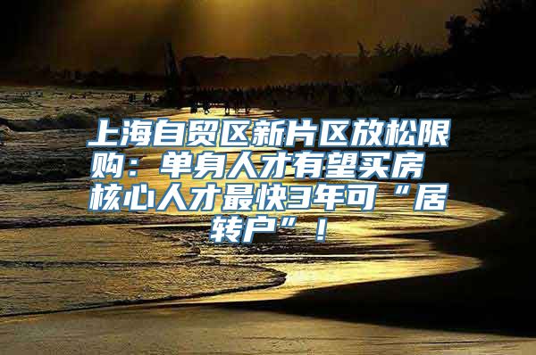 上海自贸区新片区放松限购：单身人才有望买房 核心人才最快3年可“居转户”！