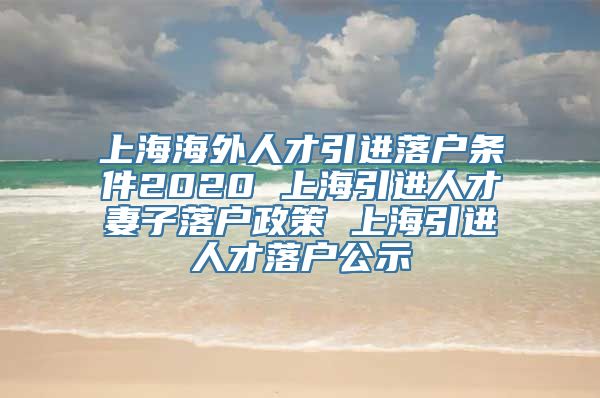 上海海外人才引进落户条件2020 上海引进人才妻子落户政策 上海引进人才落户公示