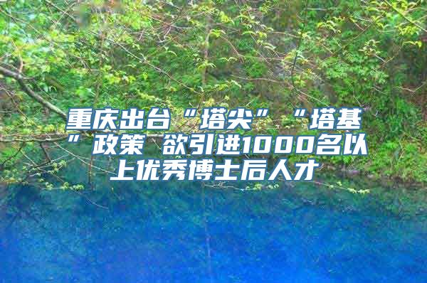 重庆出台“塔尖”“塔基”政策 欲引进1000名以上优秀博士后人才