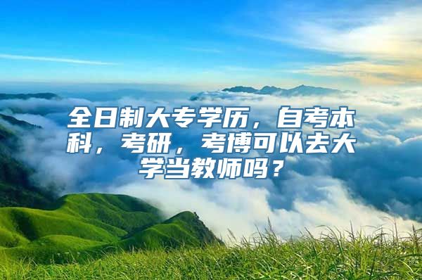 全日制大专学历，自考本科，考研，考博可以去大学当教师吗？