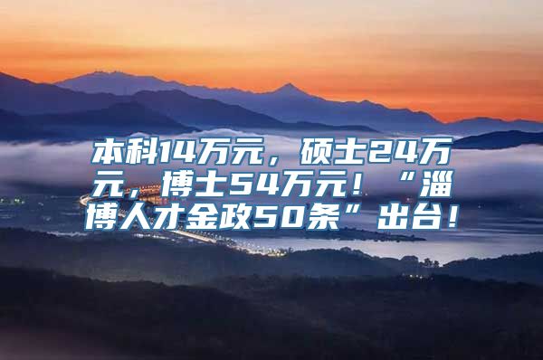 本科14万元，硕士24万元，博士54万元！“淄博人才金政50条”出台！