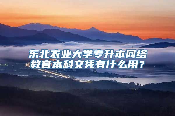 东北农业大学专升本网络教育本科文凭有什么用？