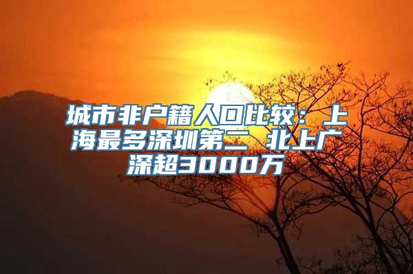 城市非户籍人口比较：上海最多深圳第二 北上广深超3000万