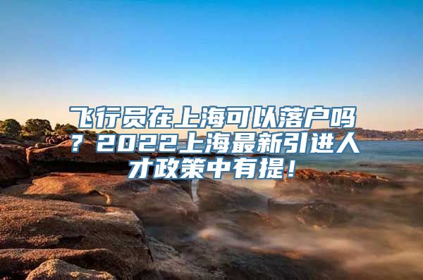 飞行员在上海可以落户吗？2022上海最新引进人才政策中有提！