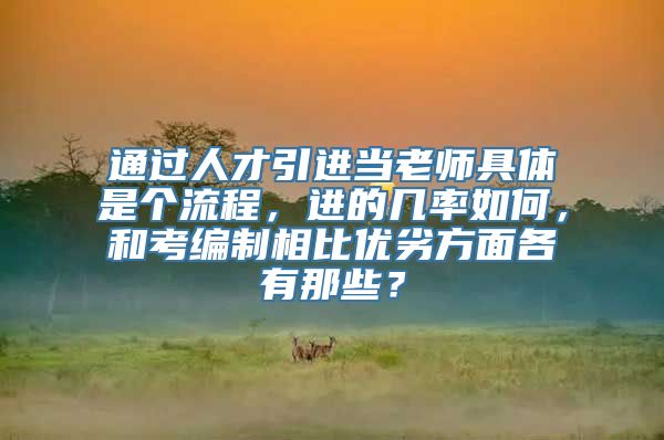 通过人才引进当老师具体是个流程，进的几率如何，和考编制相比优劣方面各有那些？