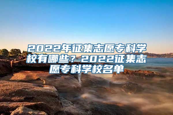 2022年征集志愿专科学校有哪些？2022征集志愿专科学校名单